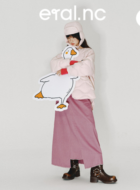 eral  nc短款羽绒服女秋冬2024新款弧线设计多巴胺小个子鸭绒外套