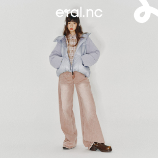 eral 羽绒服女秋冬2024宽松设计感拼接鸭绒小个子加厚外套 nc短款