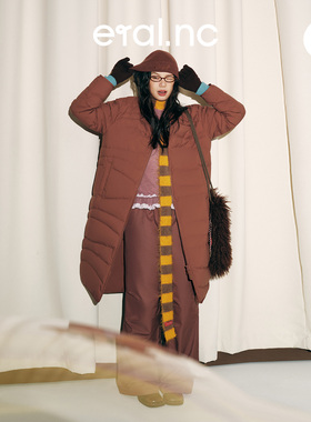 eral nc星迹002都市通勤松弛感波浪绗线轻薄无领宽松女生羽绒服