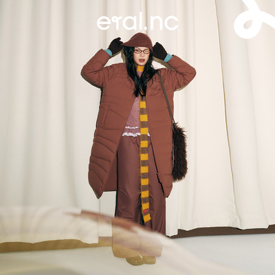 eral nc星迹002都市通勤松弛感波浪绗线轻薄无领宽松女生羽绒服