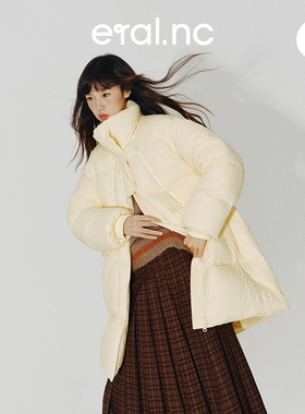 eral  nc中长款羽绒服女秋冬新款百搭立领宽松泡芙面包服加厚保暖