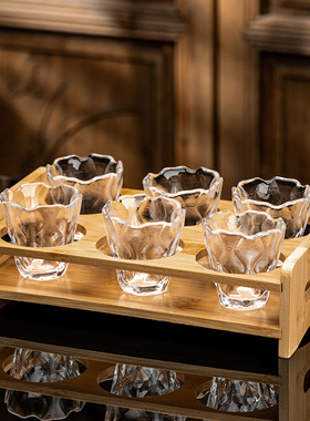 中式复古玻璃白酒杯套装家用酒具盅米酒果酒烧酒清酒一两小酒杯子