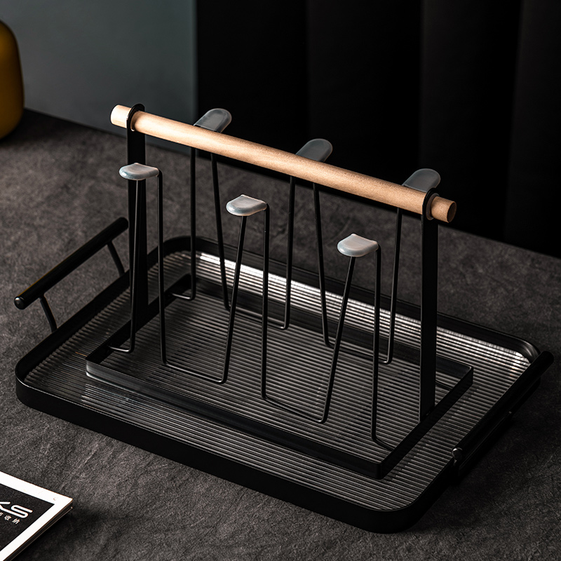 玻璃杯子置物架收纳倒挂沥水防尘