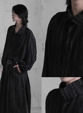 【明星同款】No sense无感官 黑色高领立领复古长袖衬衫中性衬衣