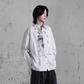 衬衣 宽松休闲长袖 snese无感官&浮游野人 复古条纹印花设计衬衫