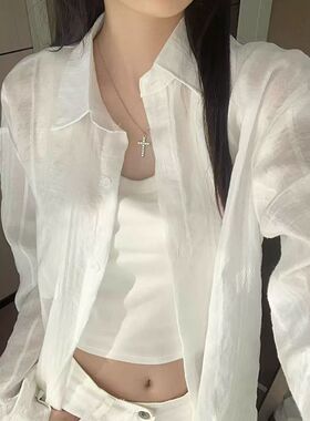 白色轻薄款防晒衬衫女款夏季2025新款气质春夏穿搭高级感上衣外套