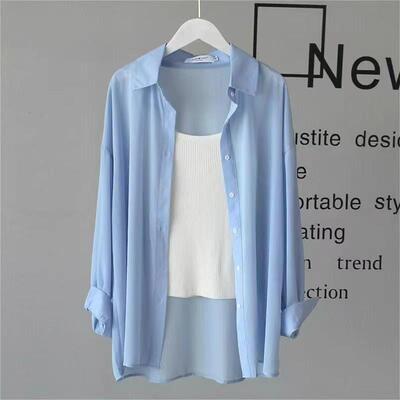 外穿垂感天丝棉衬衫女韩版宽松休闲薄款衬衣长袖白色现代舞衬衫