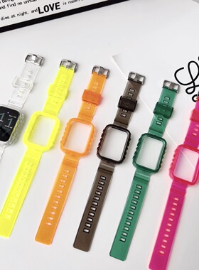 适用小米手环8pro冰川表带Mi band 8pro一体透明果冻表带新款时尚潮流替换壳套