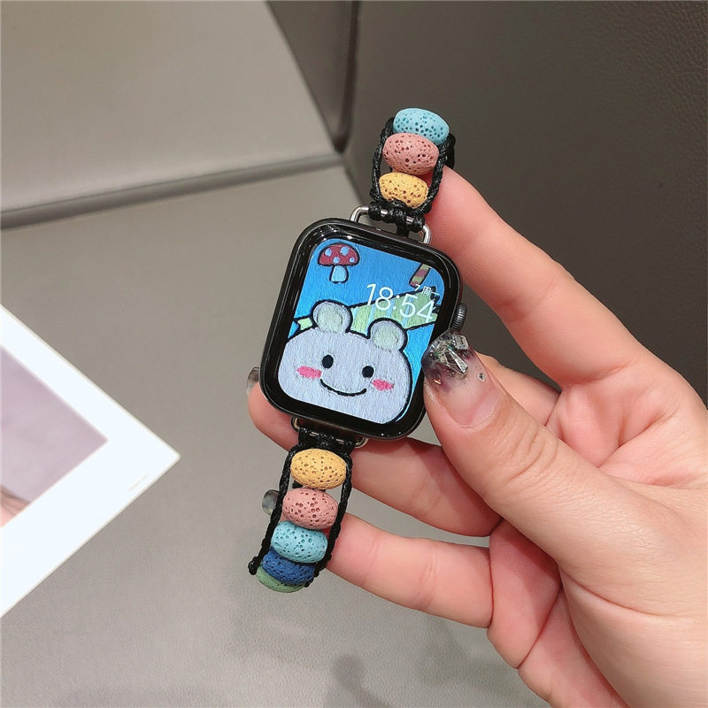 适用于iwatch1234567se代手表带applewatch个性高级ins风 皮绳编织