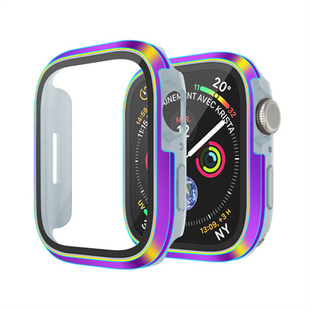 适用iwatch11/10pc+铝合金+钢玻璃苹果手表apple watch铝合金套壳s6表壳iwatch7/8/9表盘保护框ultra秒变壳