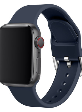 适用apple watch4/5/6/7/8/9/10/11苹果手表表带iwatch改款纯色硅胶表扣款表带新款时尚潮流替换腕带