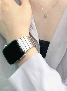 适用iwatch9/8/7苹果手表applewatch6表带Ultra 3金属不锈钢链高级男女series 11/10/SE/5/4/3/2/1钢带替换带