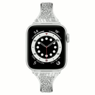 适用苹果applewatch智能手表表带se不锈钢金属轻奢时尚镶钻潮42/44mm高级钻石保护壳iwatch7/6/5/4替换腕带