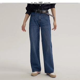 IAZ前贴袋直筒修身摩登牛仔裤冬春季女宽松休闲