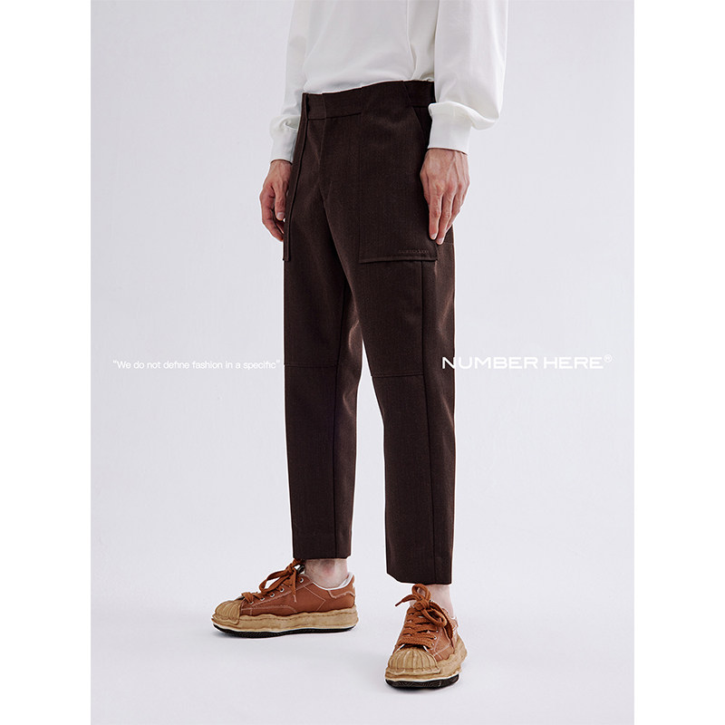 NUMBERHERE九分休闲羊毛长裤