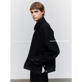 NUMBER HERENUMBER HERE羊毛混纺保暖抗皱休闲宽松斜纹毛呢外套