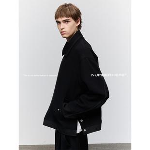 NUMBER HERENUMBER HERE羊毛混纺保暖抗皱休闲宽松斜纹毛呢外套