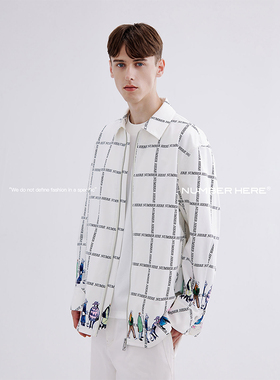 NUMBER HERE春秋季新款格纹人物印花衬衫式夹克外套男女NH24C107