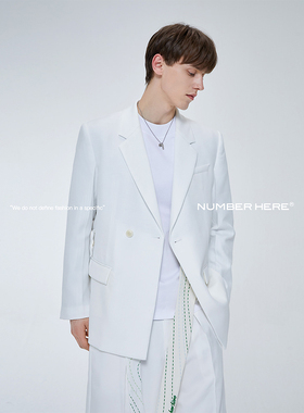 NUMBER HERE【流水系列】刺绣插片休闲西服白色西装男女NH22A085