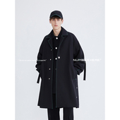 NUMBER NH14D073 绑带黑绿撞色风衣外套大衣男女款 HERE秋冬季 长款