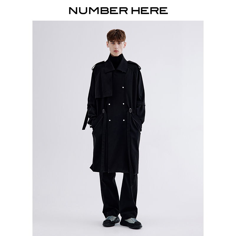 纯色长款风衣外套NUMBERHERE