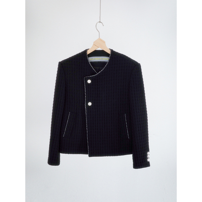 NUMBER HERE【门店同款】绵羊毛混纺格纹肌理‌休闲小香风外套