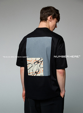 NUMBER HERE【商场同款】高密丝光棉印花宽松短袖T恤质感设计师款