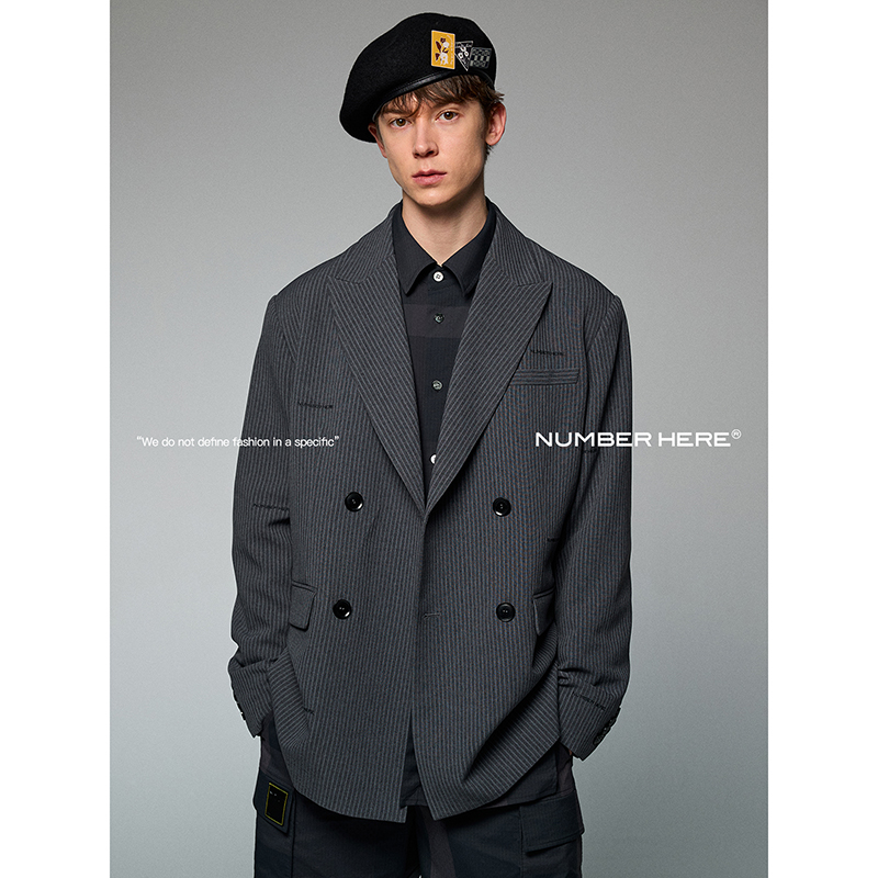 NUMBER HERE【商场同款】满身logo绣花套西休闲西装轻奢西服外套