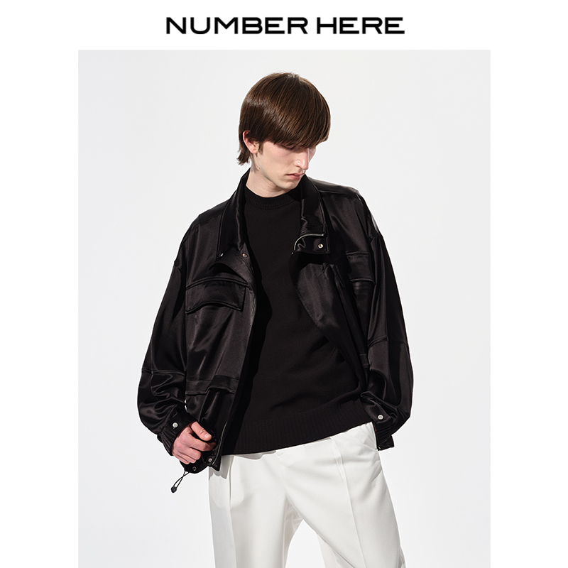 NUMBER HERE 22AW秋冬季黑色丝光面料夹克外套男女款NH23Q119