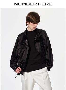 NUMBER HERE 22AW秋冬季黑色丝光面料夹克外套男女款NH23Q119