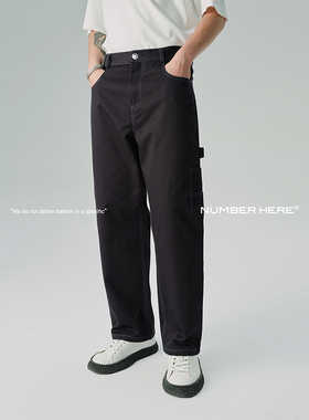 NUMBER HERE日本进口面料工装宽腿直筒休闲长裤男23200123241