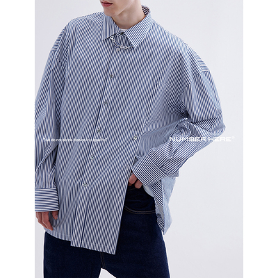 NUMBER HERE日本进口面料后片双活页设计经典大廓形长袖衬衫