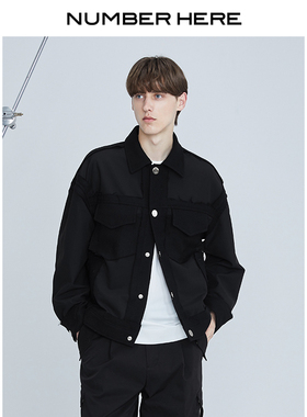 NUMBER HERE进口醋酸面料秋冬季拼接夹克潮牌外套男女款NH13J002
