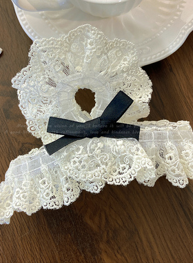 蕾丝黑色蝴蝶结抓夹大号后脑勺盘发发抓鲨鱼夹气质简约超仙发夹女