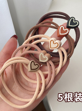 新款糖果色爱心皮筋头绳不伤发高弹力橡皮筋可爱女孩发饰扎头发圈