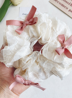 春夏超仙猪大肠发圈头绳女扎马尾气质布艺皮筋扎头网纱高级感头饰