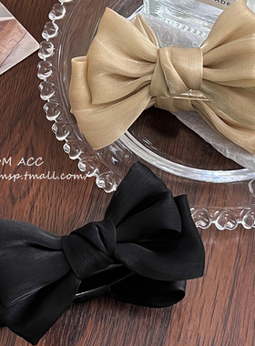 缎面蝴蝶结发夹女2023新款网红丸子头饰抓夹子神器后脑勺发饰发卡