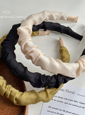 网纱褶皱高颅顶发箍女显脸小洗脸防滑头箍网红发卡2023年新款发饰