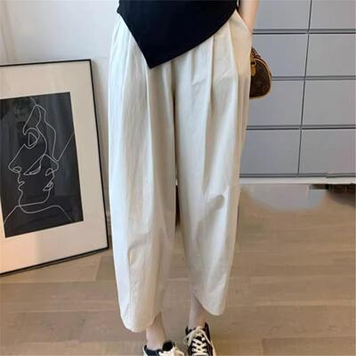 批发梨形身材大码九分休闲哈伦裤女2026夏款遮肉显瘦水洗棉香蕉阔