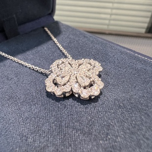 珠宝高定制Pt950铂金四叶草花朵水滴天然钻石海瑞HW Loop项链吊坠