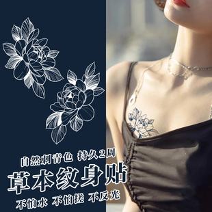 五张草本果汁纹身贴女防水持久高级感彼岸花手臂胸前半永久洗不掉