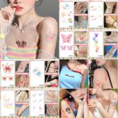 新款 彩色蝴蝶纹身贴女ins风小清新防水持久仿真高级感锁骨手臂