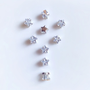 进口真锆爪钻DIY配件系列（八）铜镀真金底diy锆石配件-五角星