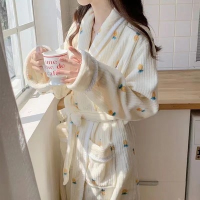 浴袍女款2025新款冬法兰绒