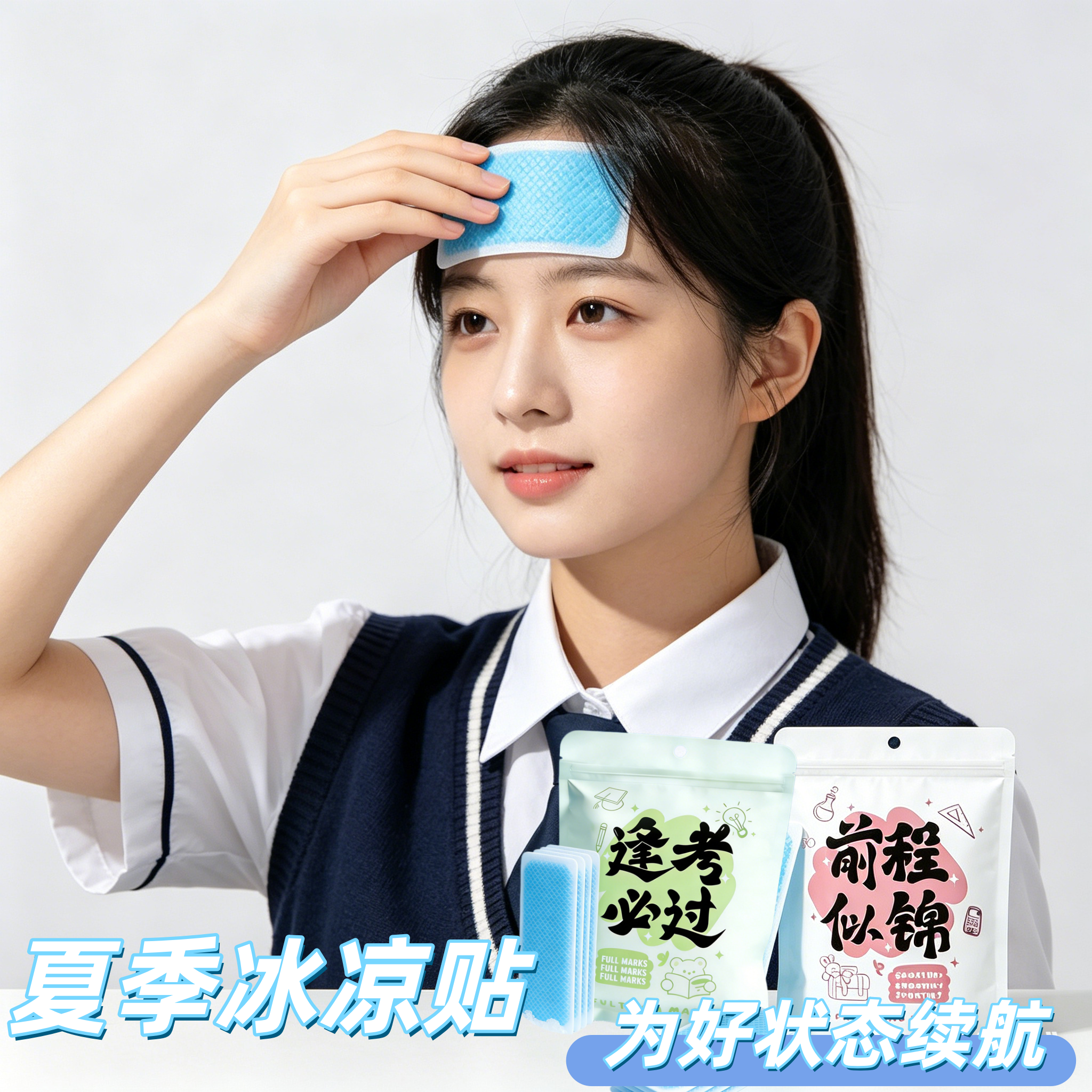 冰凉贴解暑神器夏日学生降温神器高考寓意好的礼物清凉冰敷防暑贴