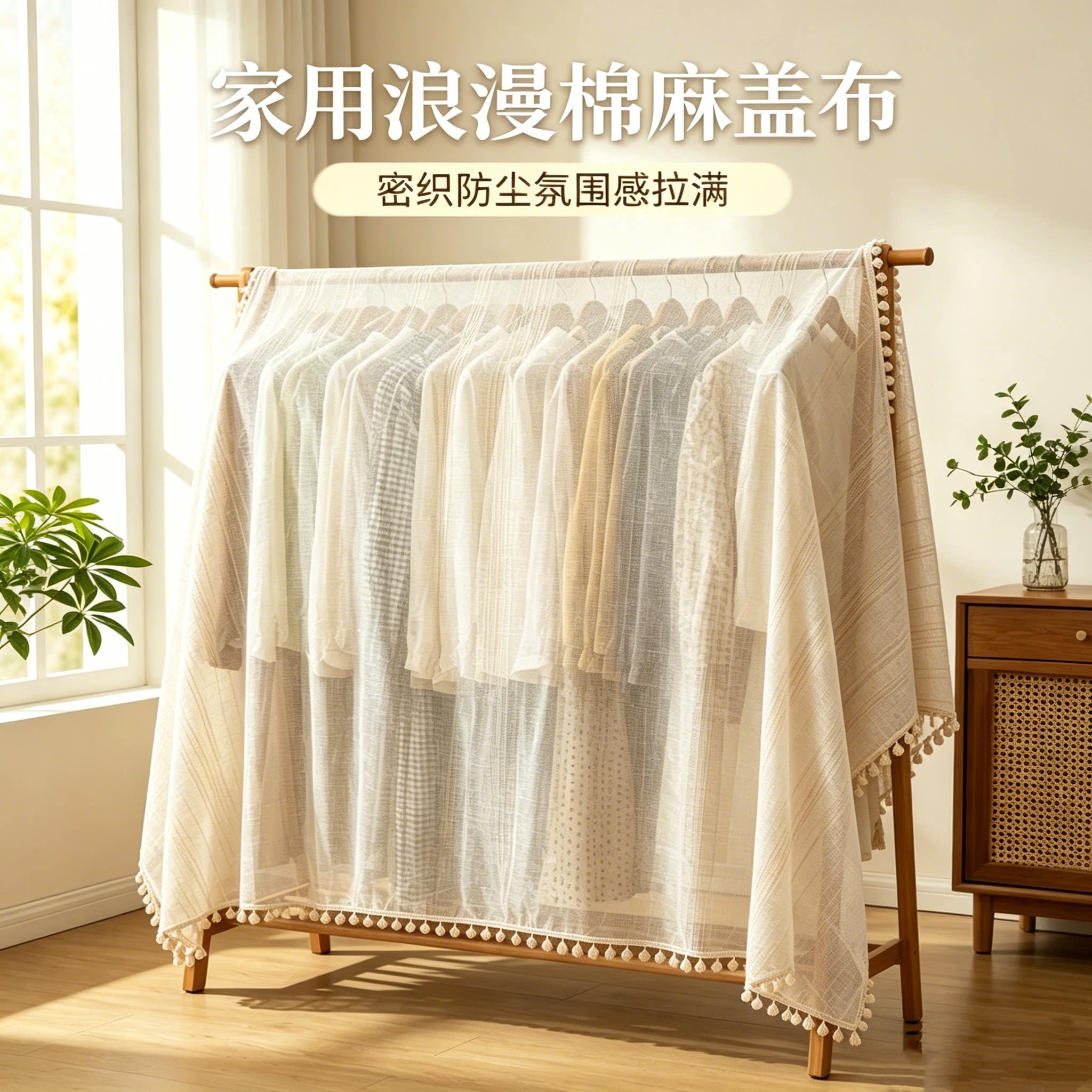 棉麻感I透气I高级遮灰棉麻盖布图片