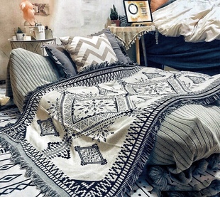 午睡毯盖毯餐布露营毯子户外 地毯 双面波西米亚沙发套北欧 美式