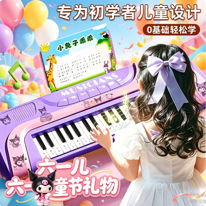 六一儿童节电子琴玩具初学者入门弹奏女孩玩具钢琴乐器过家家礼物