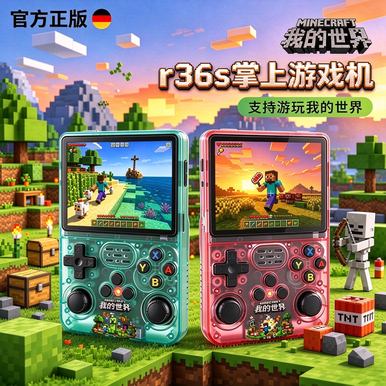2026火爆儿童玩具男孩生日礼物我的世界r36s掌上游戏机掌机小学生