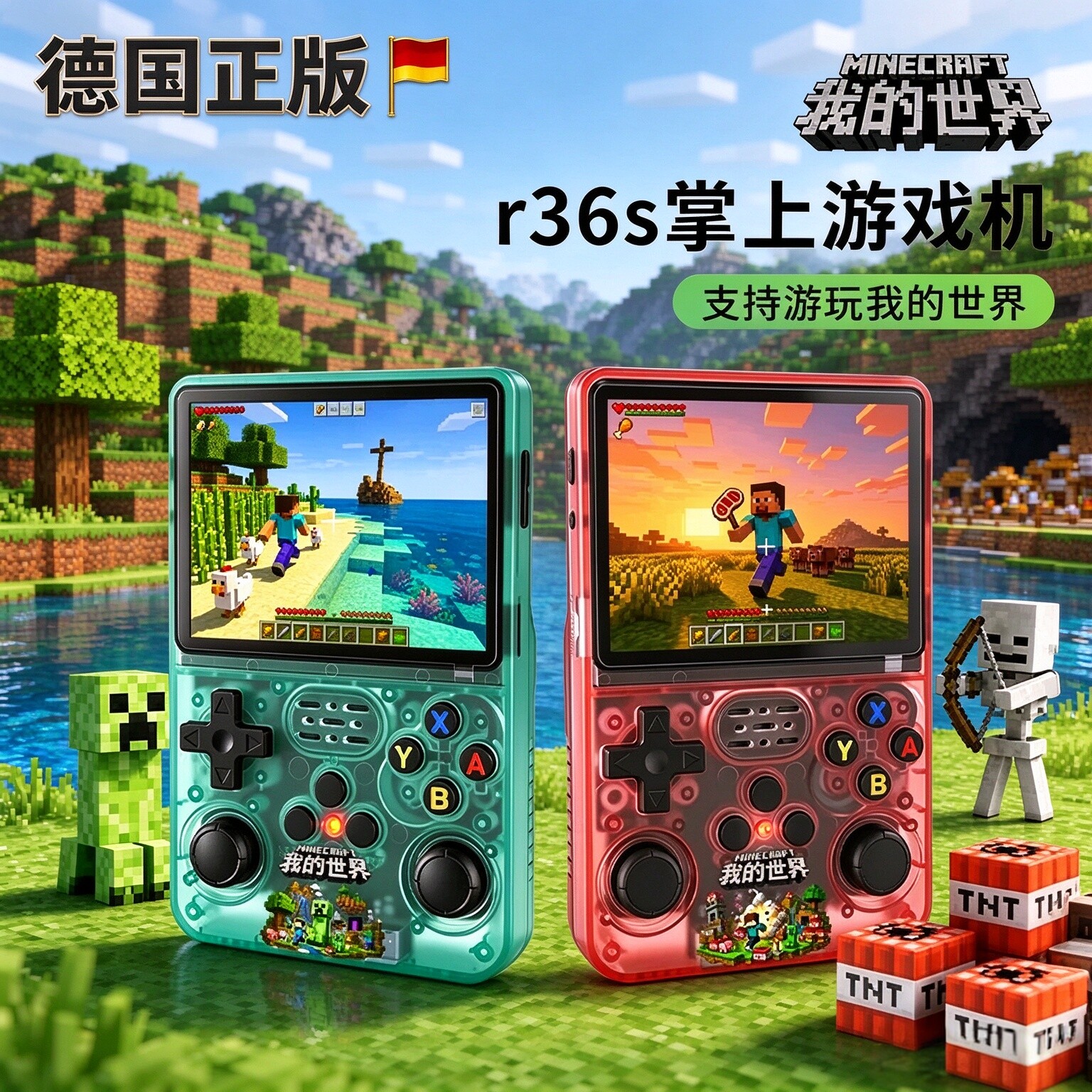 正版我的世界r36s掌上游戏机开源掌机复古高清玩具男孩童生日礼物